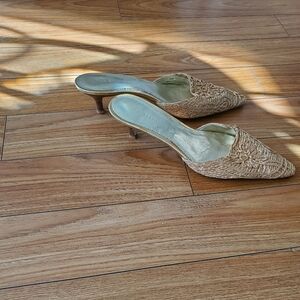 Elegant Tan Woven Mules